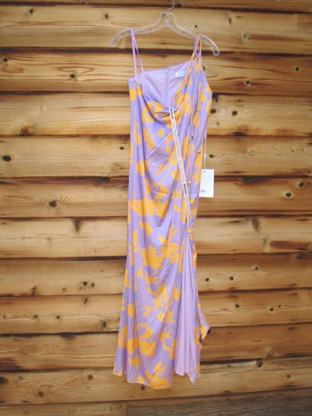 NWT Mac Duggal 68771 Orchid Floral Printed One Shoulder Maxi Dress S - Picture 5 of 15